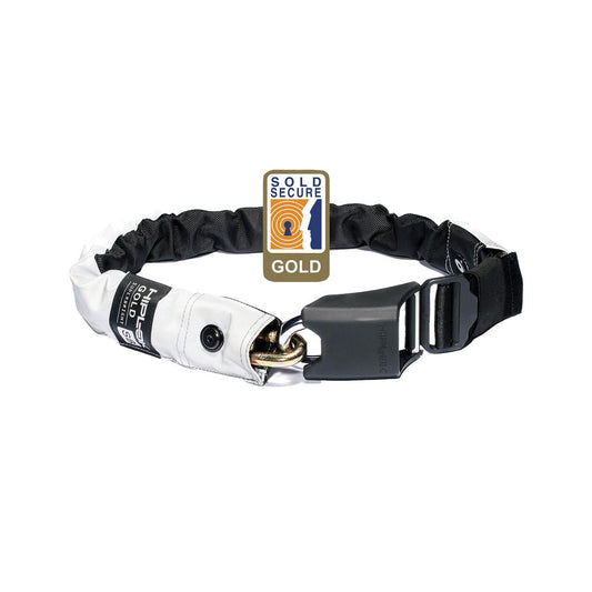 HIPLOK GOLD WEARABLE CHAIN LOCK 10MM X 85CM - WAIST 24-44 INCHES (GOLD SOLD SECURE) HIGH VISIBILITY: SUPER BRIGHT OR BLACK10MM X 85CM